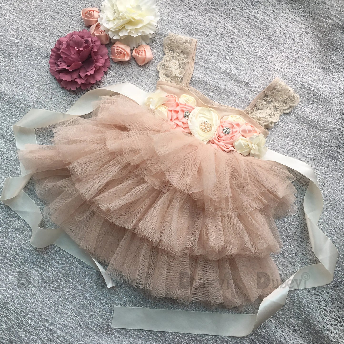 Baby Girl Birthday Party Dress Rhinestone Lace Straps Baby Girl Sleeveless Princess Tutus With Belt Kids Formal Costume