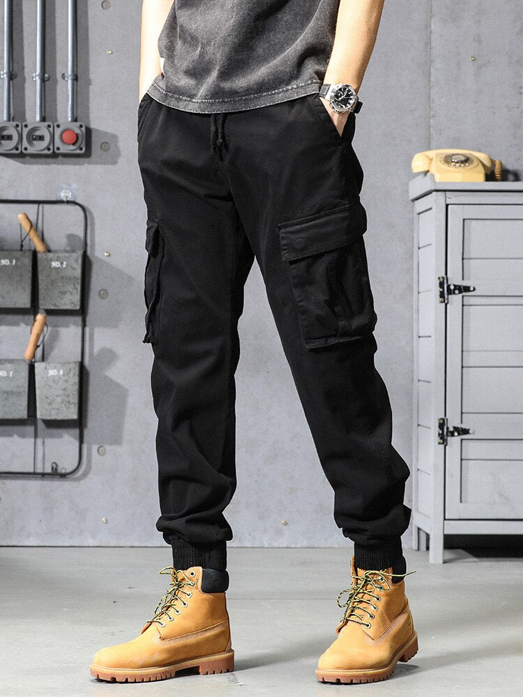 Spring Summer Men&#39;s Cotton Cargo Pants Multi-Pockets Army Military Slim Fit Joggers Workwear Casual Cotton Tactical Trousers