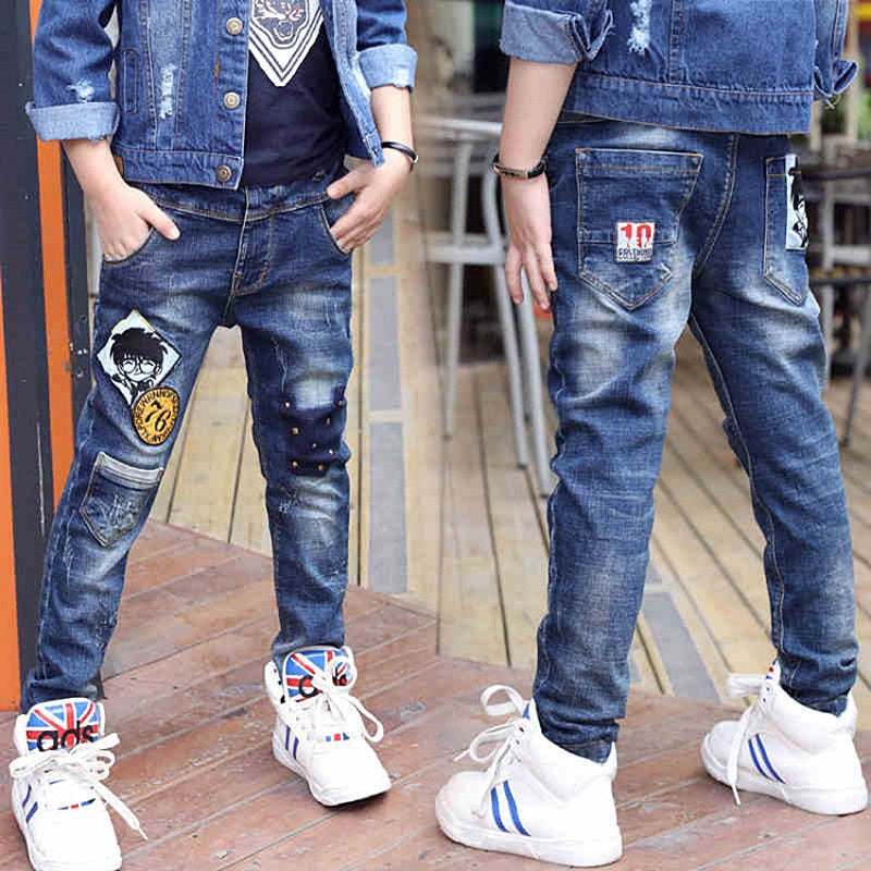 2023 New Teenage Boys Jeans  3-10 Years Spring Autumn Fashion Slim Thick Sport Trousers For Kids Children Handsome Casual Pants