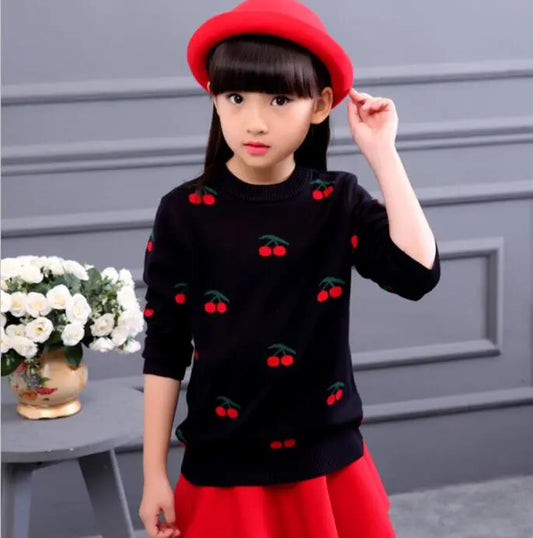 2023 Autumn Children's Clothes Girls Sweaters Printed Long Sleeve Girl Knitted Pullover Sweater For Girls Kids Casual Sweaters