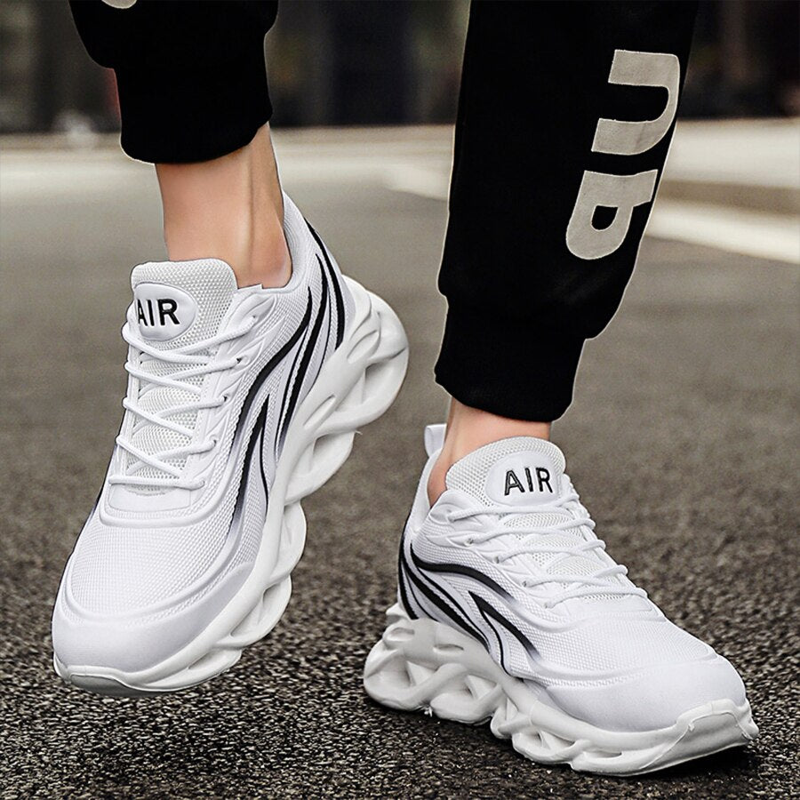 Running Shoes Men Fashion Athletic Sports Blade Cushioning Sneakers Knit Jogging Trainers Flame Printed Lightweight