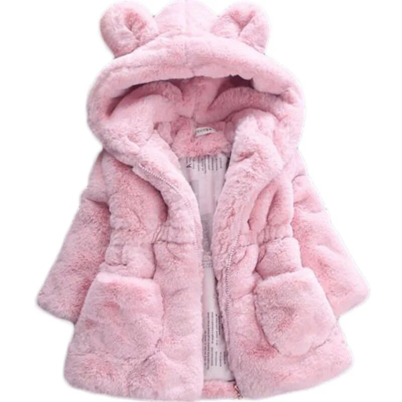 Bibihou Winter Baby toddlers Girls Faux Fur Fleece Coat Pageant Winter Warm Jacket Snowsuit Baby Outerwear Children Clothes