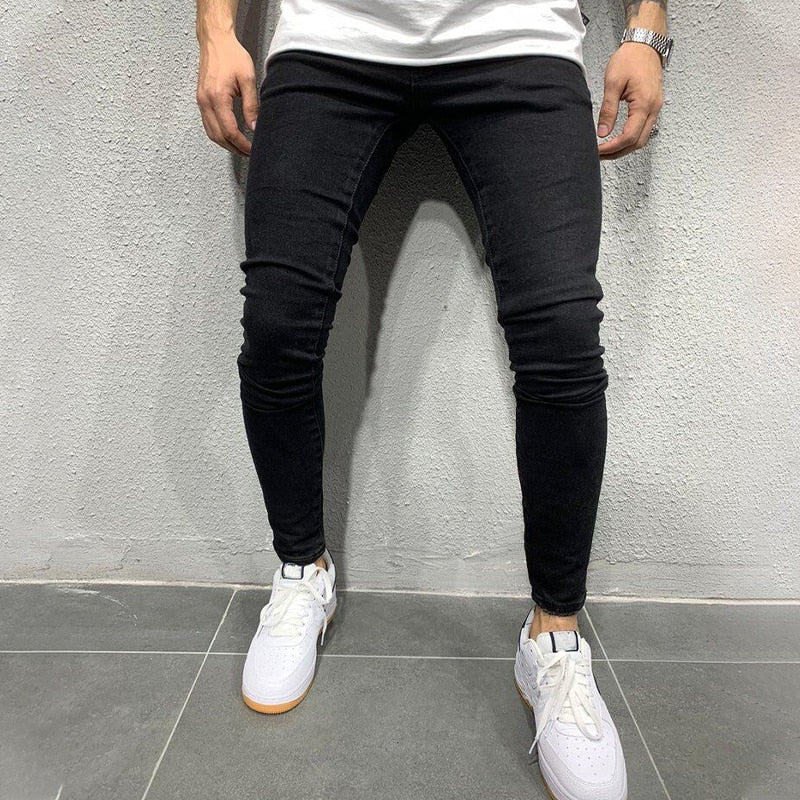 2023 New Men&#39;s Stretchy SKinny Jeans Solid Color Slim Fit Casual Pants Fashion Mens Designer Clothes Streetwear Denim Trousers