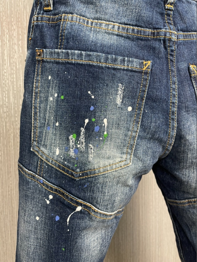 New 2013, Men&#39;s or Women. Broken patch tassel splicing process oil-varnished cambric, high-quality cotton Denim, Blue Jeans A232