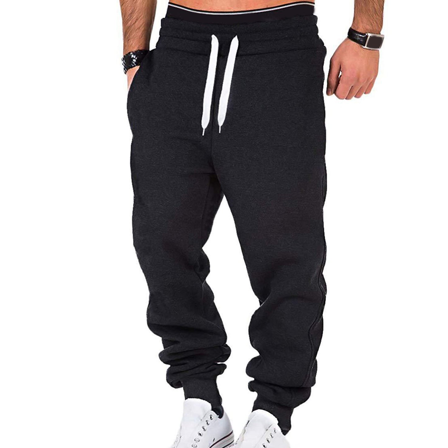 Men Sports Pants Warm Fitness Harem Pants Plush Lined Mid Elastic Waist Mens Casual Sweatpants Soft Jogging Pants pantalones