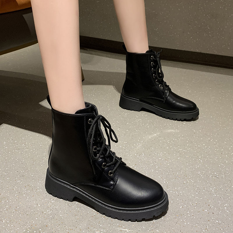 Autumn Black Handsome INS Martin Boots Women&#39;s British Style 2023 New Thin Casual Motorcycle Thick Heel Short Boots Trend