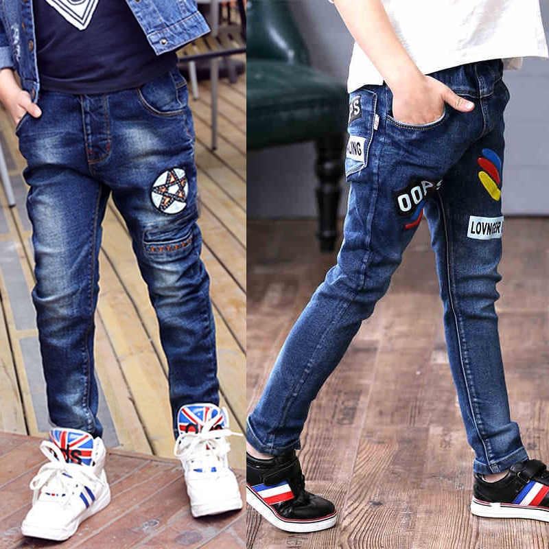 2023 New Teenage Boys Jeans  3-10 Years Spring Autumn Fashion Slim Thick Sport Trousers For Kids Children Handsome Casual Pants