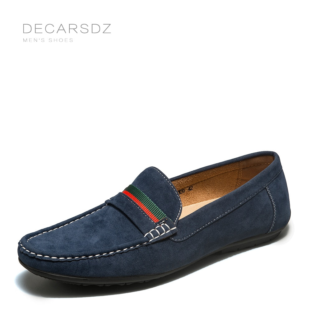 DECARSDZ Men Loafers Shoes 2023 Summer Shoes Man New Fashion Boat Footwear Soft Flat Comfy Flock Suede Leather Men Casual Shoes