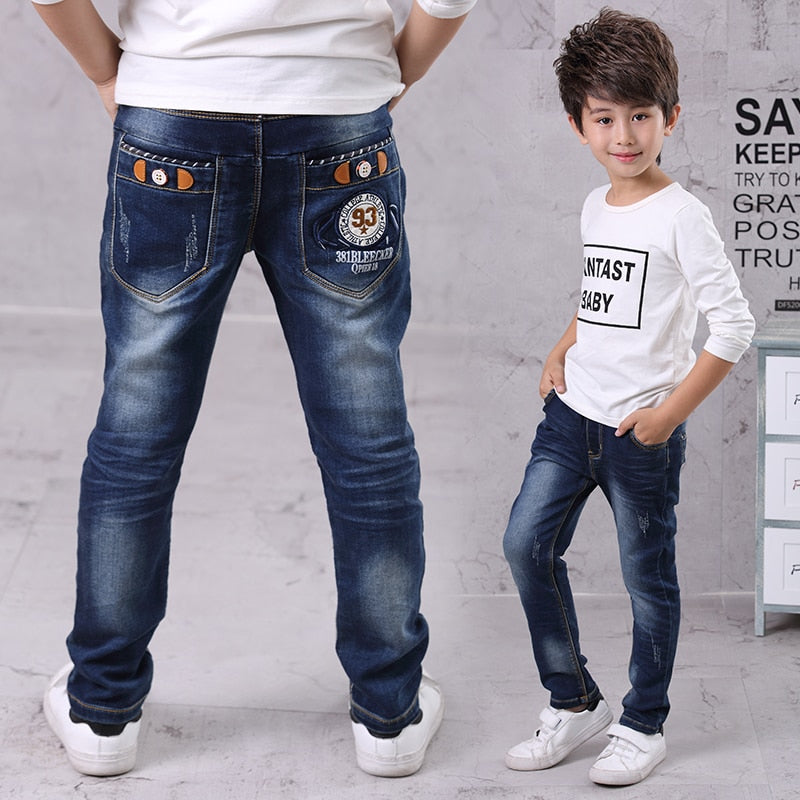 IENENS Boy Girls Trousers Skinny Jeans Elastic Waist Pants 4-13 Years Kids Boys Denim Clothing Clothes Sports Bottoms