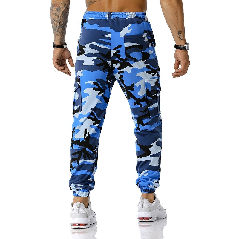 High Quality Men&#39;s Outdoor Sport Trouser Casual Cotton Camouflage Cargo Pants Elastic Waist Drawstring Military Tactical Pants