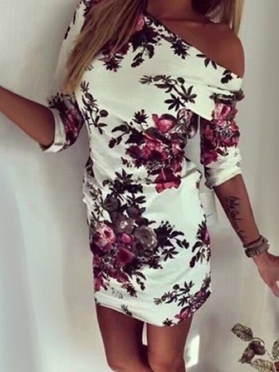 LW Plus Size summer Dress Butterfly Fruit Letter Print Summer 2022 Casual Fashion Streetwear Chic One Shoulder dress Outfits