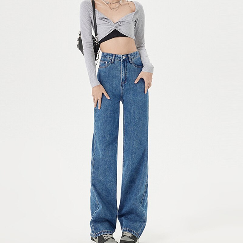 New Arrival Jeans Woman Trousers Y2k Vintage Blue Black High Waist Jeans Women Denim Pants Baggy Street Casual Jeans for Women