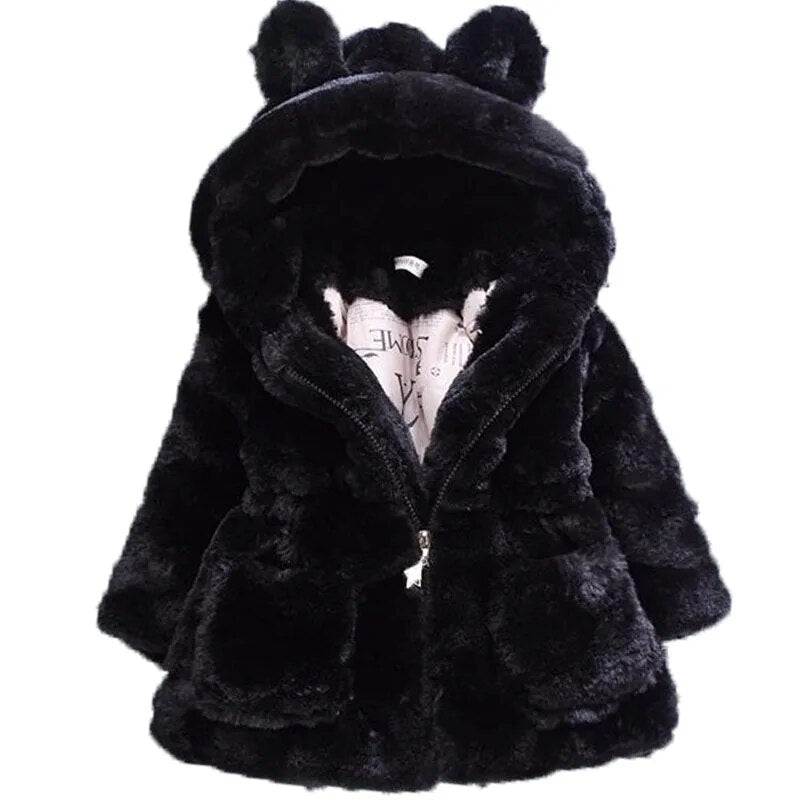 Bibihou Winter Baby toddlers Girls Faux Fur Fleece Coat Pageant Winter Warm Jacket Snowsuit Baby Outerwear Children Clothes