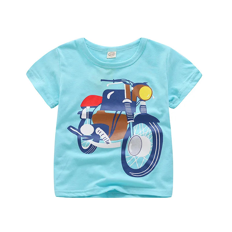 V-TREE Summer Baby Boys T Shirt Cartoon Car Print Cotton Tops Tees T Shirt For Boys Kids Children Outwear Clothes Tops 2-8 Year