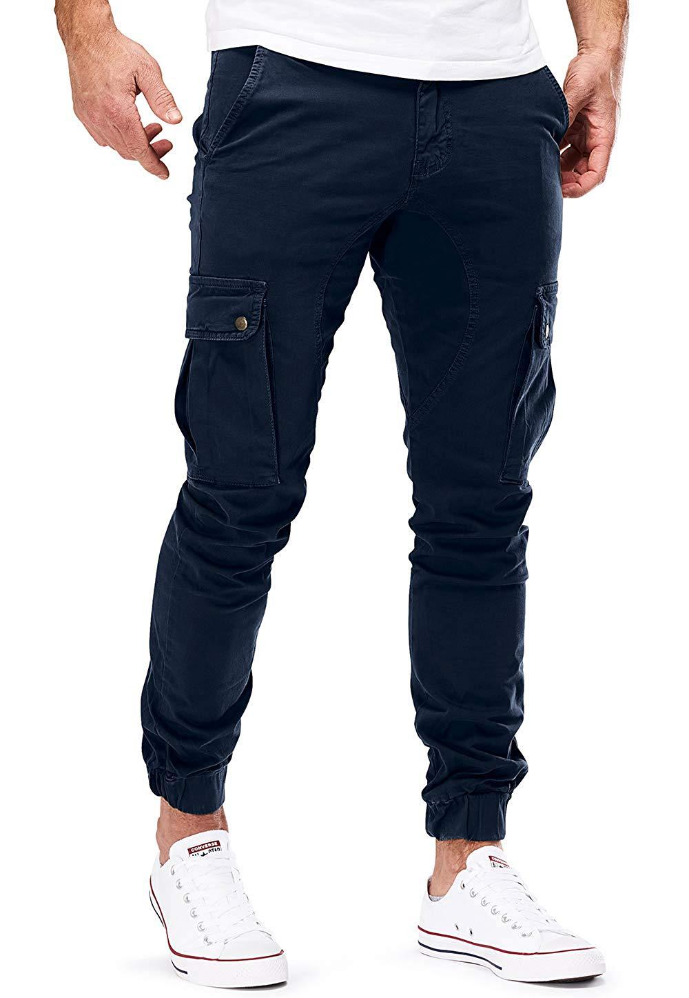 Summer New Men Cargo Pants Casual Fashion Tight Cotton Casual Pants Cargo Pocket Trousers