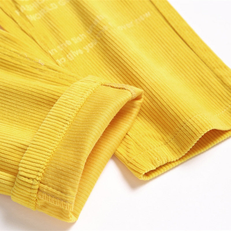 Denim Jeans Stretch Men&#39;s Casual Pants Men&#39;s Fashion Trend Letter Embroidery Yellow Corduroy