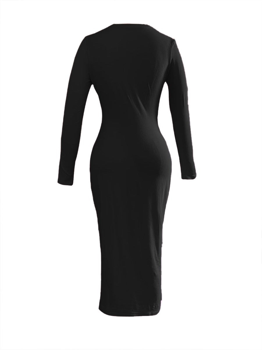 LW BASICS Plus Size Fashion Sexy Skims Dress Round Neck Bodycon Dress Evening Maxi Dress Women Party Club Ladies Bodycon Dress