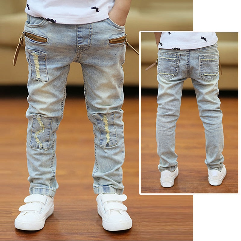 IENENS Boy Girls Trousers Skinny Jeans Elastic Waist Pants 4-13 Years Kids Boys Denim Clothing Clothes Sports Bottoms