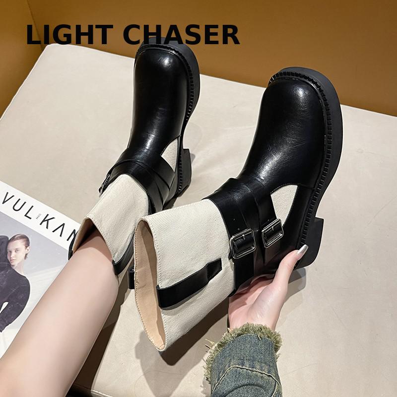 2023 New Winter Punk Style Women Ankle Boots Fashion Thick Sole Zippers Gothic Short Boot Ladies Elegant Platform Flats Shoes