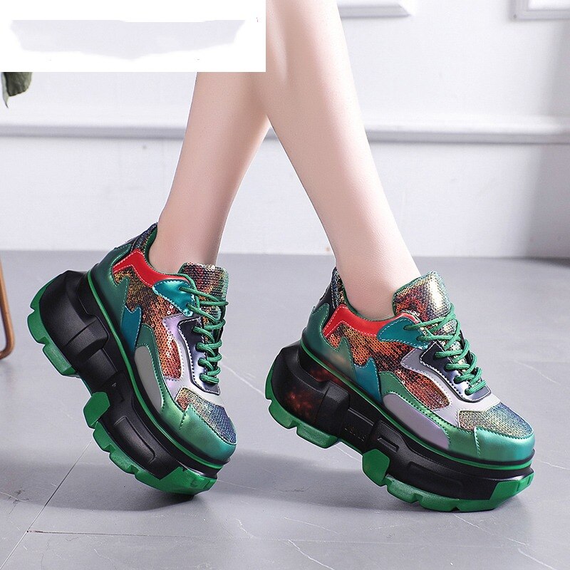 2023 Spring and Autumn New Fashion Add Casual High Platform Shiny Leather Sneakers