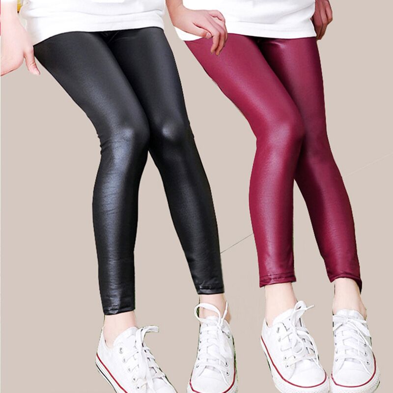 Girls Fall/Winter Warm Leggings Fashion Boys/Girl 3 Colors Skinny Pencil Pants Kids Plus Velet Trousers Children Leather Jeans