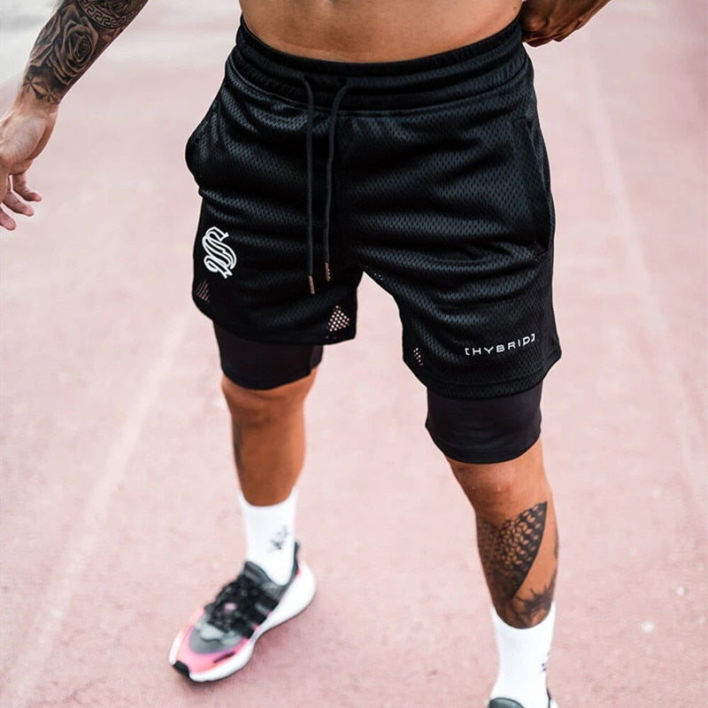 2022 new Joggers Shorts Men 2 in 1 sport shorts Gym Fitness Bodybuilding Workout Quick Dry Beach Male Summer Running shorts