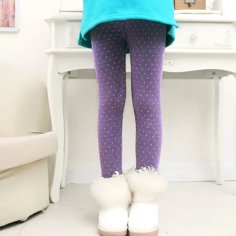 Girls Pants Autumn Winter Thick Warm Kids Baby Bottom Leggings Colorful Print Dot Children Pants