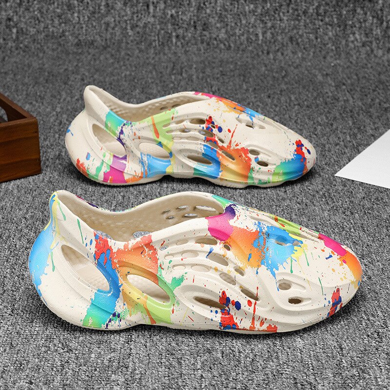 Men Beach Sandals EVA Women Men Hollow Garden Shoes Tie-dyed Designer Hole Slippers Sneakers Water Shoes Slip On Foam Runner