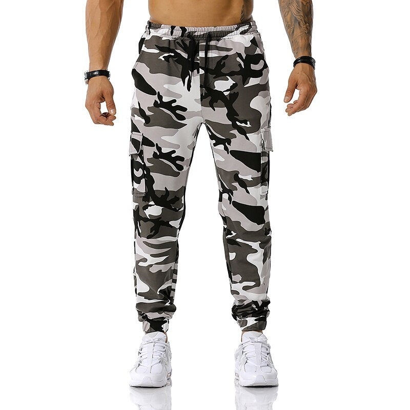 High Quality Men&#39;s Outdoor Sport Trouser Casual Cotton Camouflage Cargo Pants Elastic Waist Drawstring Military Tactical Pants