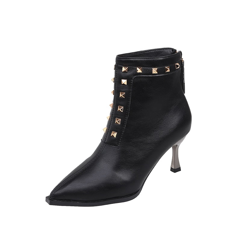 Pointed Toe Stiletto Fashion Boots Back Zipper New Women&#39;s Boots Gothic Women&#39;s Boots Sexy Heels Women Botines