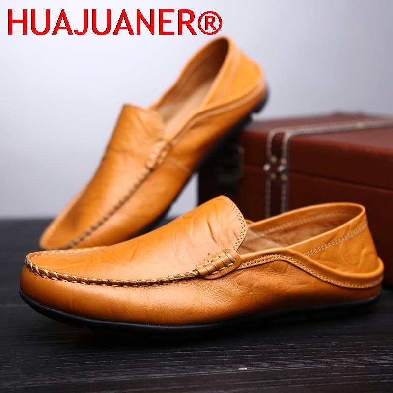 Men Loafers 2023 New Leather Shoes Men Casual Shoes Moccasins Breathable Sneakers Men Driving Shoes Comfort Flats Plus Size 46