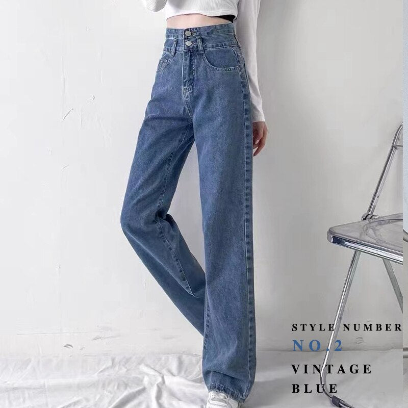 New Arrival Jeans Woman Trousers Y2k Vintage Blue Black High Waist Jeans Women Denim Pants Baggy Street Casual Jeans for Women