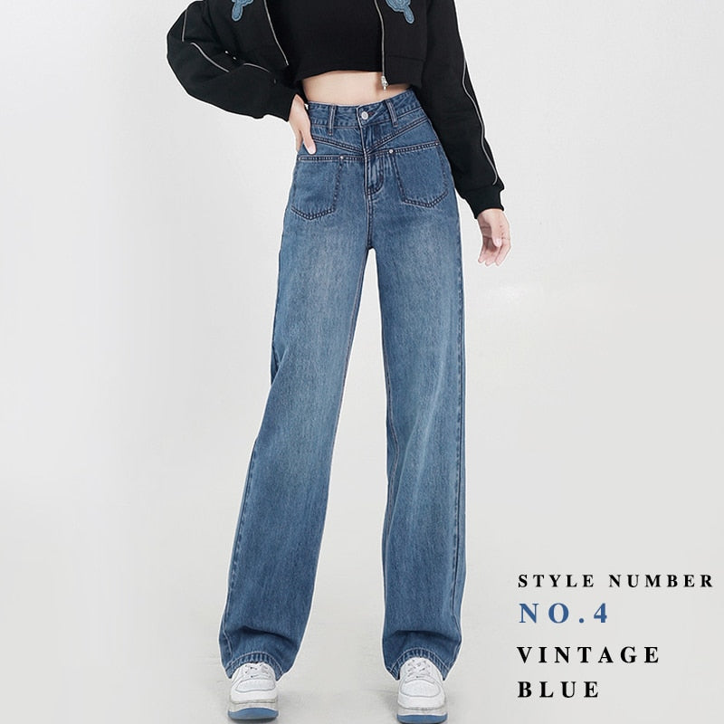 New Arrival Jeans Woman Trousers Y2k Vintage Blue Black High Waist Jeans Women Denim Pants Baggy Street Casual Jeans for Women