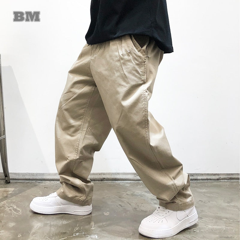 American Streetwear Trend Straight Cargo Pants For Men Clothing Japanese Harajuku Baggy Casual Trousers Male High Quality Pants