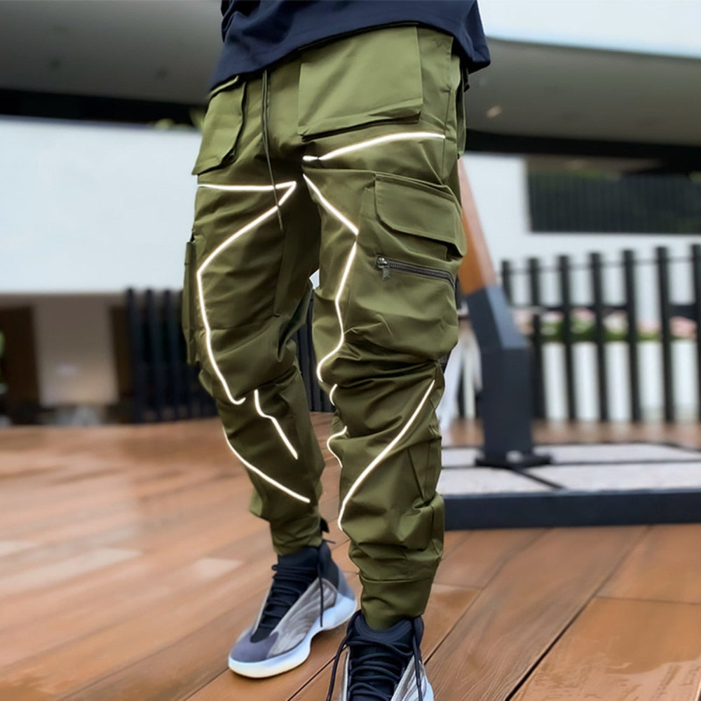 2023 Streetwear Casual Pants Men Fashion Sport Straight Legged Pants Multi Pocket Loose