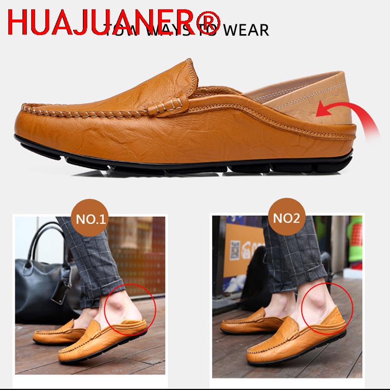 Men Loafers 2023 New Leather Shoes Men Casual Shoes Moccasins Breathable Sneakers Men Driving Shoes Comfort Flats Plus Size 46