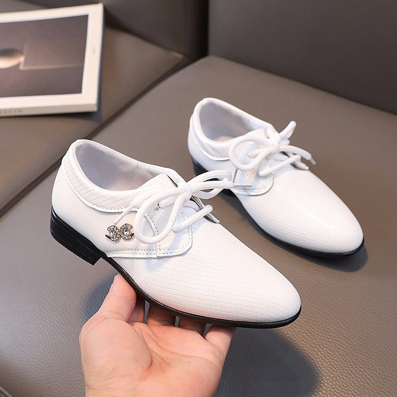 Baby Boys Versatile Glossy Leather Shoes for Party Wedding Shows Kids Fashion Solid Black Flat Non-slip Children Moccasin Shoes