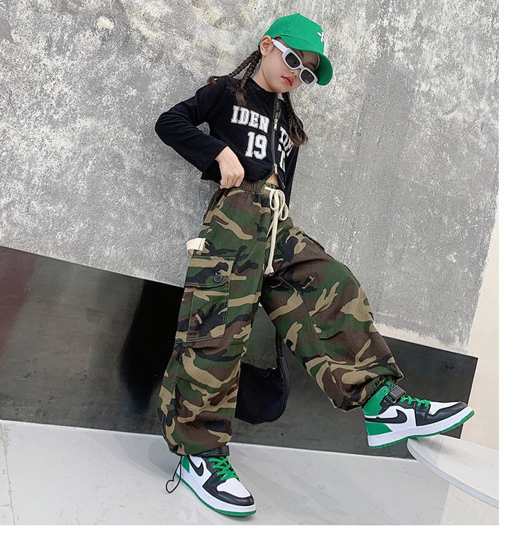 Kids Girl Camouflage Cargo Pants 10 12 years 2022 New Spring Fall Teenage Girls Clothing