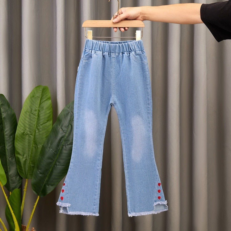 Spring Autumn Kids Baby Girls Cowboy Pants Baby Girls Jeans Casual Girls Jeans Children Clothing Kids Bell-bottoms Jeans