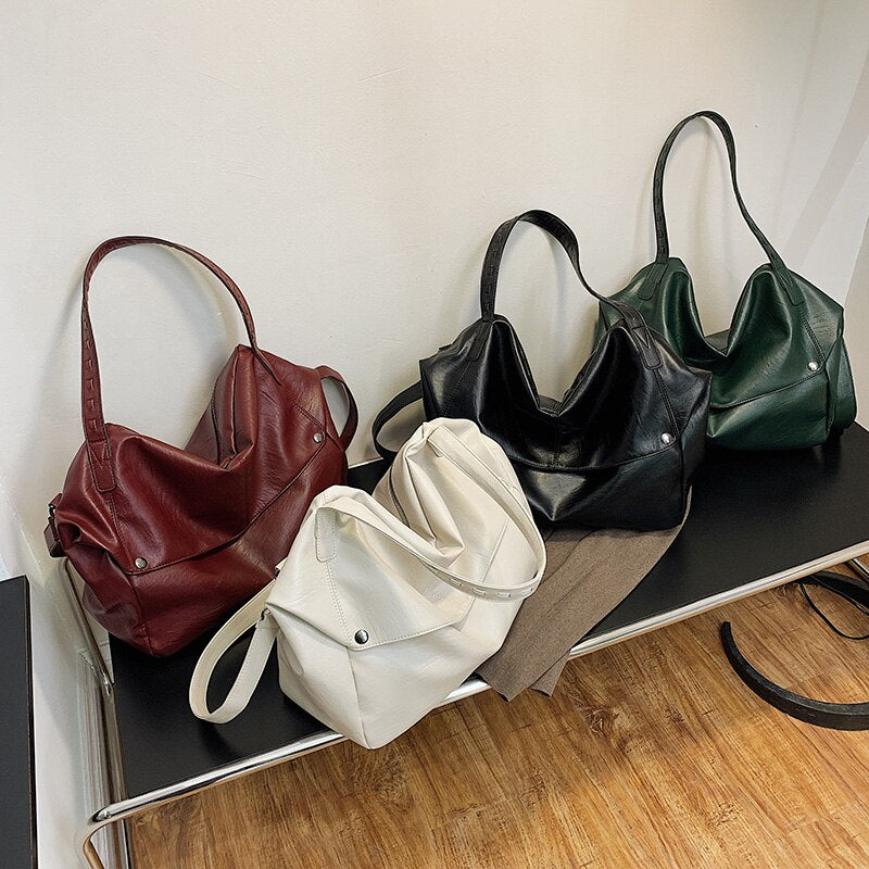 High-capacity Shoulder Crossbody Bags for Women Soft Leather Handbag Designer Solid Color Casual Women Tote Bag Ladies Hand Bags