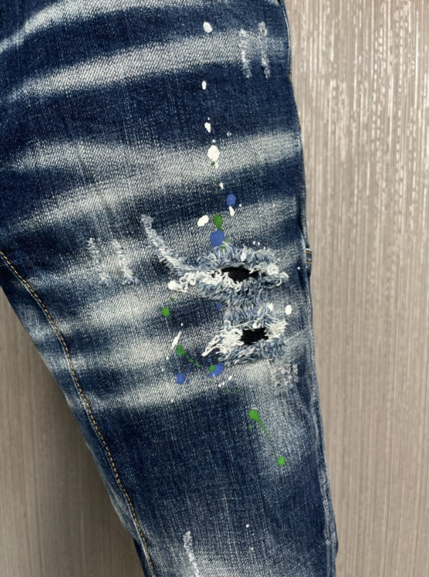 New 2013, Men&#39;s or Women. Broken patch tassel splicing process oil-varnished cambric, high-quality cotton Denim, Blue Jeans A232