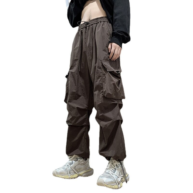 Zoki Streetwear Hip Hop Cargo Pants Men&#39;s Fashion Pockets Oversize Loose Trousers Summer Bf Korean High Waist Wide Leg Pants New