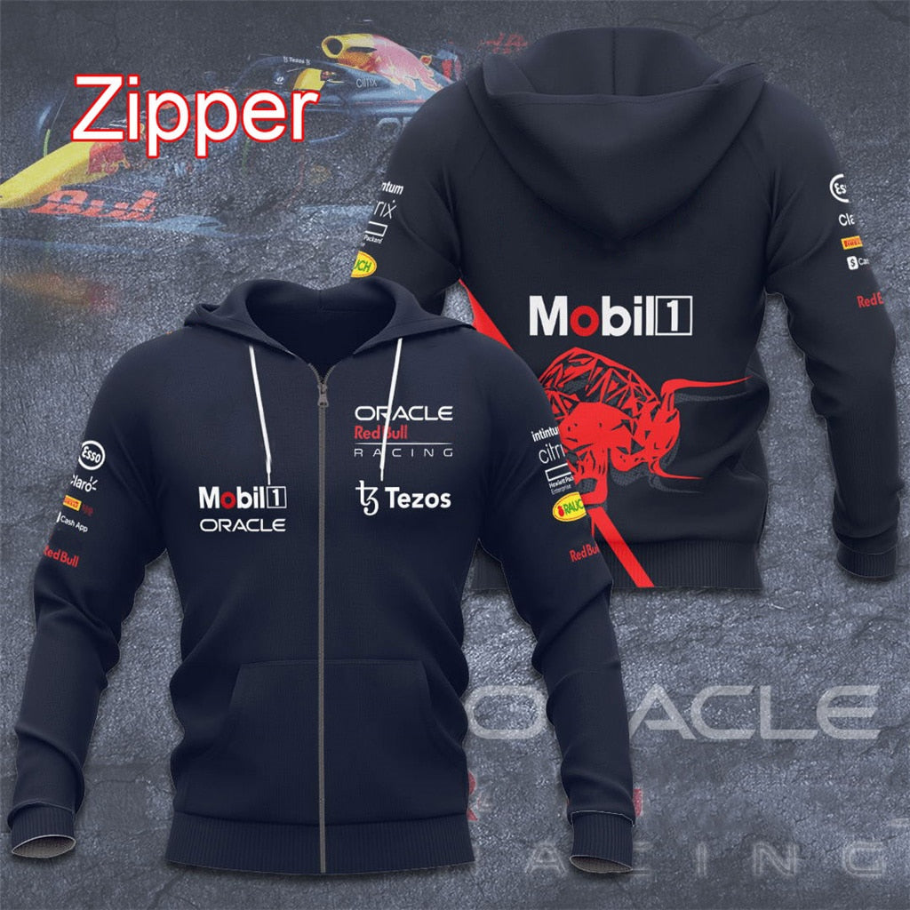 Spring and Autumn&#39;s Latest Hot Selling Formula One Racing Men&#39;s Sweatshirt 3D Red Print Road Racing Jacket Hoodie Casual Bull Pu