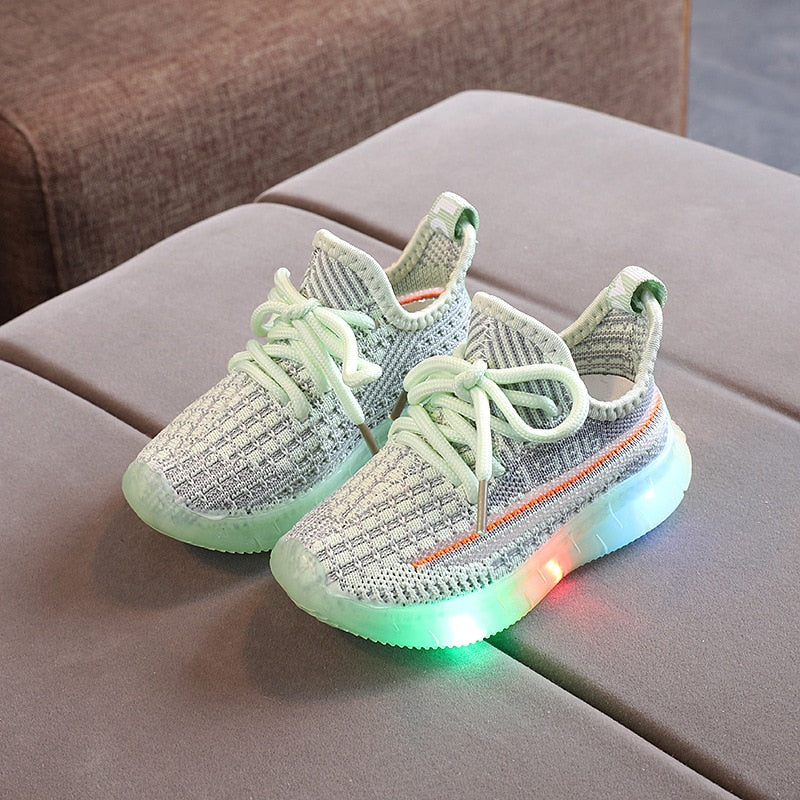 Children Led Shoes Boys Girls Lighted Sneakers Glowing Shoes for Kid Green Black Sneakers Boys Baby Sneakers with Luminous Sole