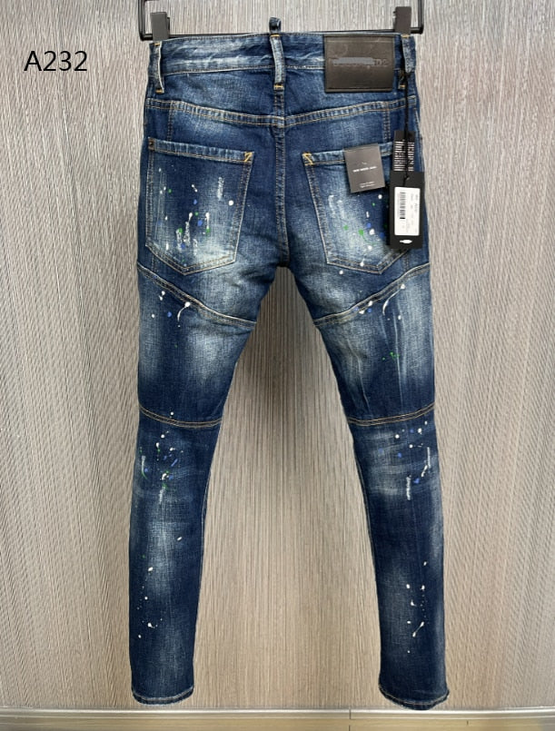 New 2013, Men&#39;s or Women. Broken patch tassel splicing process oil-varnished cambric, high-quality cotton Denim, Blue Jeans A232