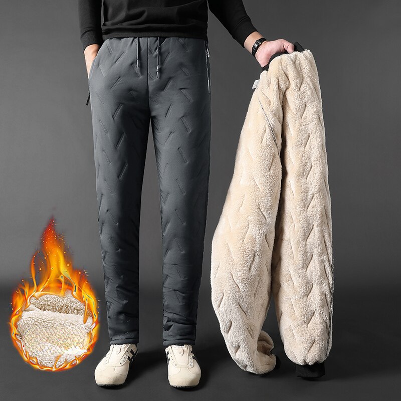 New Winter Men&#39;s Casual Pants Thick Warm Windproof Jogger Pants Men Solid Fleece Trouser Mens Warm Sweatpants Plus Size 7XL