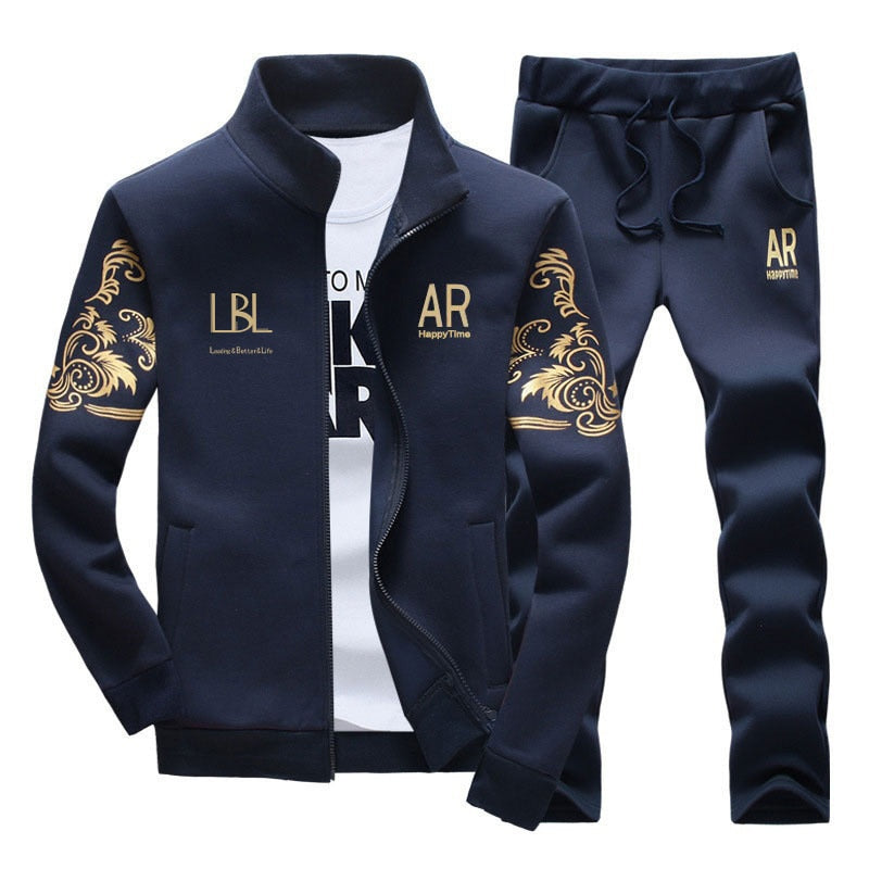 LBL Men's Tracksuit Sportswear Sets Spring Autumn Casual Tracksuits Men 2 Piece Zipper Sweatshirt + Sweatpants Brand Track Suit