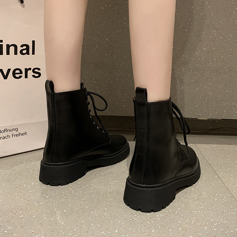 Autumn Black Handsome INS Martin Boots Women&#39;s British Style 2023 New Thin Casual Motorcycle Thick Heel Short Boots Trend