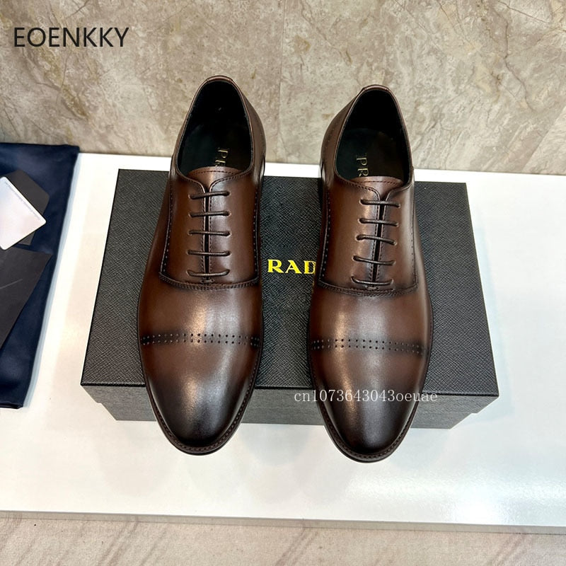 EOENKKY High-Quality Men&#39;s Shoes, Cowhide Rubber Outsole, British Style 1:1 Men&#39;s Fashionable Leather Shoes Formal Leather Shoes