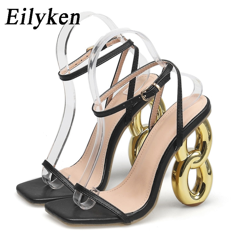 Eilyken Designer Open Toe Woman Sandals 2023 New Fashion Fretwork High Heels Shoes Buckle Strap Wedding Party Pumps